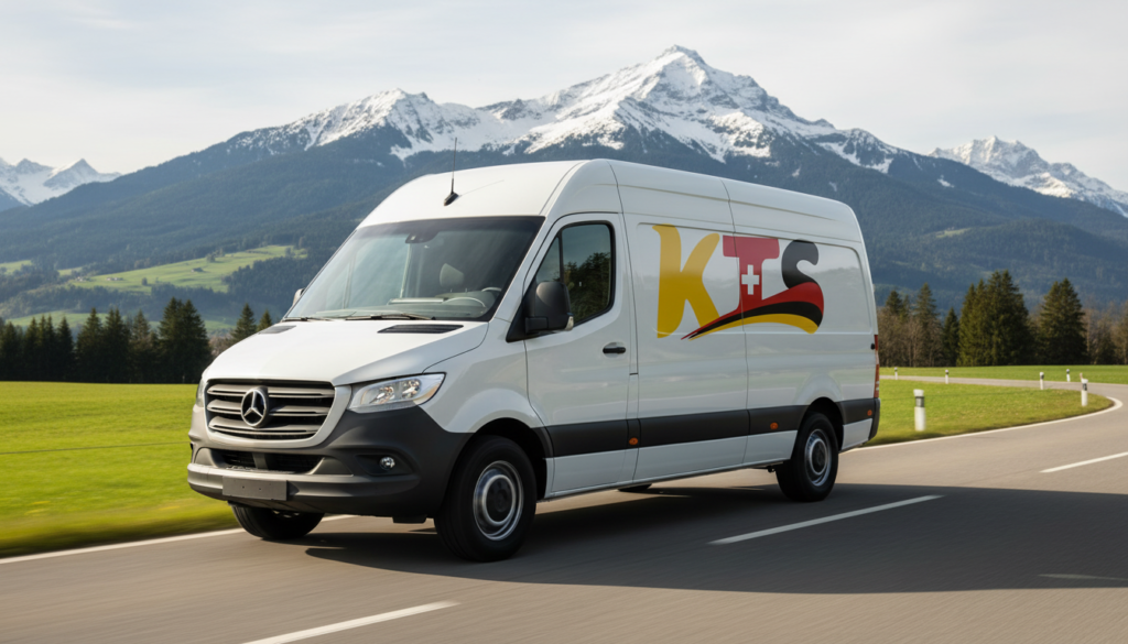 Lieferwagen der Kleintransporte Schweiz auf einer schweizerischen Landstrasse